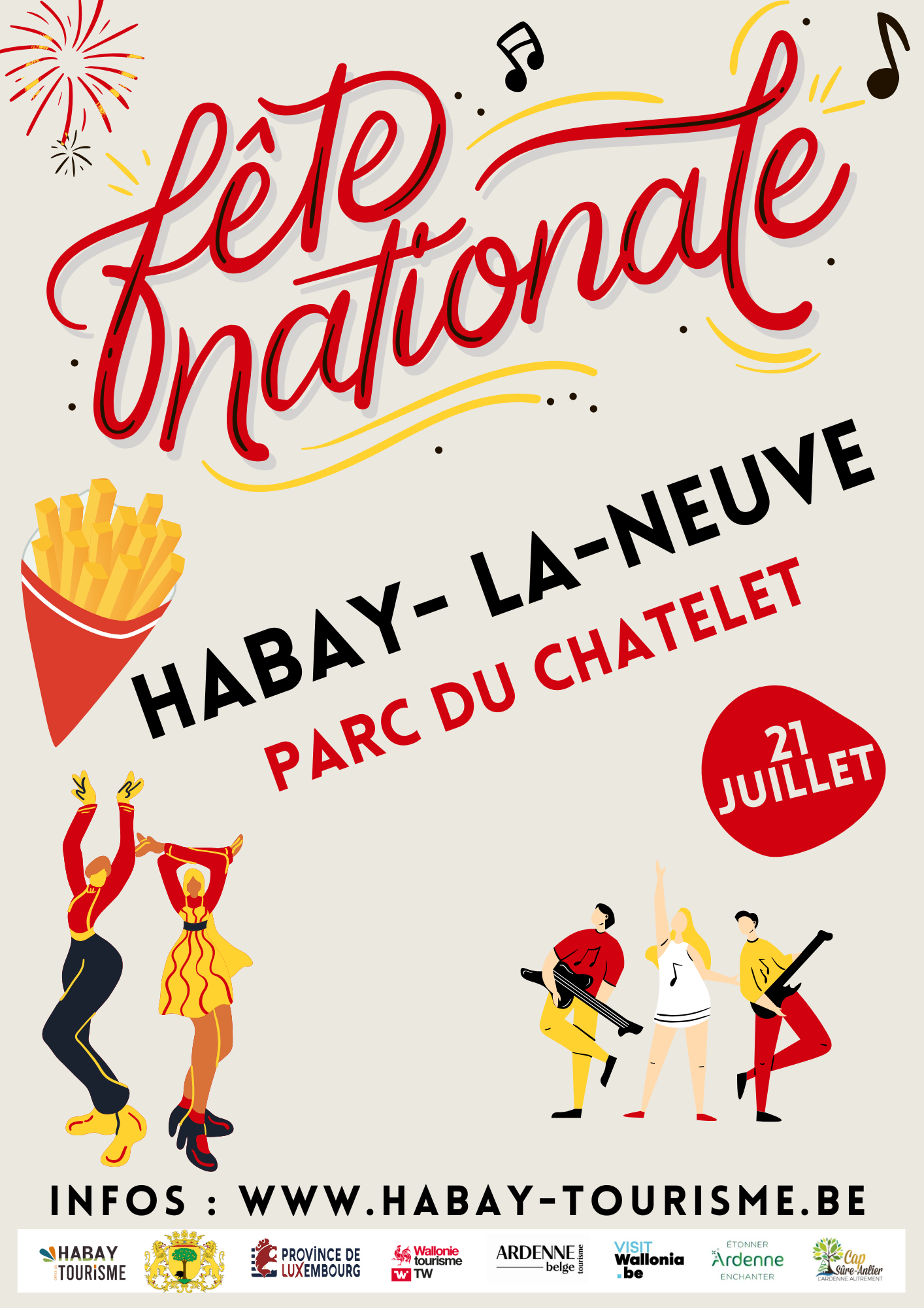affiche de la fête nationale à Habay-la-Neuve le 21 juillet 2026